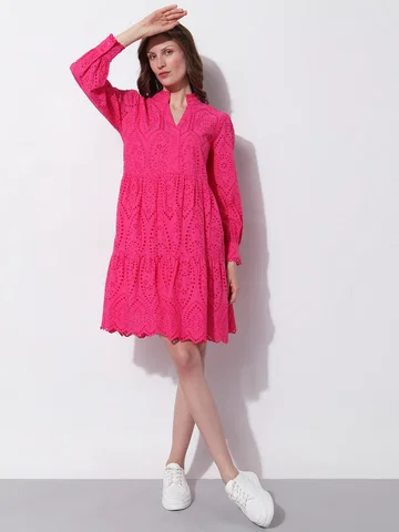 PINK SCHIFFLI SHIFT DRESS