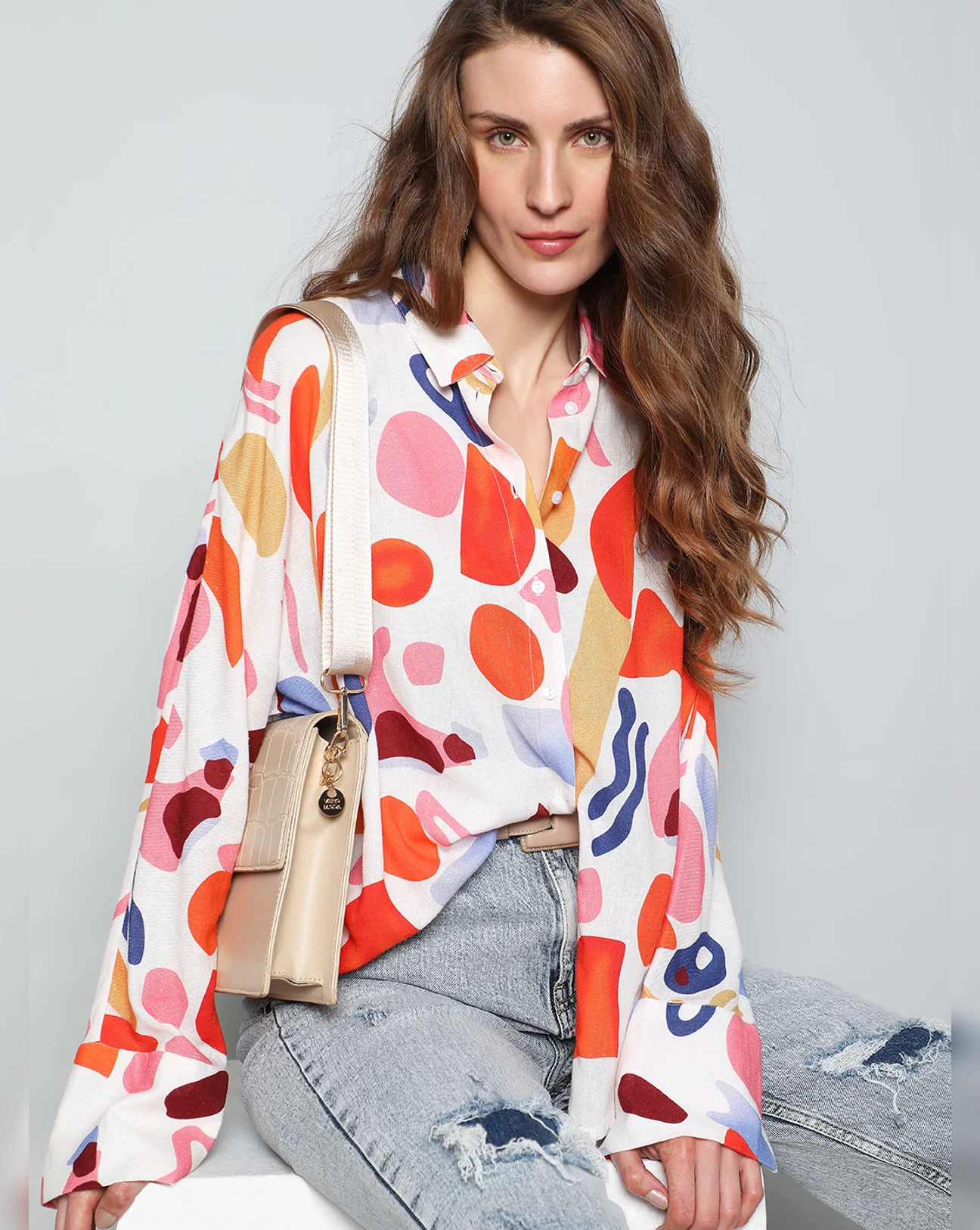 ORANGE ABSTRACT PRINT SHIRT