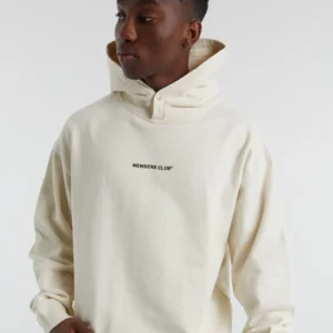 MEMBERS CLUB OVERSIZED HOODIE IN OFF WHITE